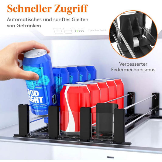 Lifewit Dosenhalter Kühlschrank, Getränkeorganizer, automatischer Versteller, für Flaschen und Dosen, optimal für max. 15 Dosen, platzsparend und praktisch.