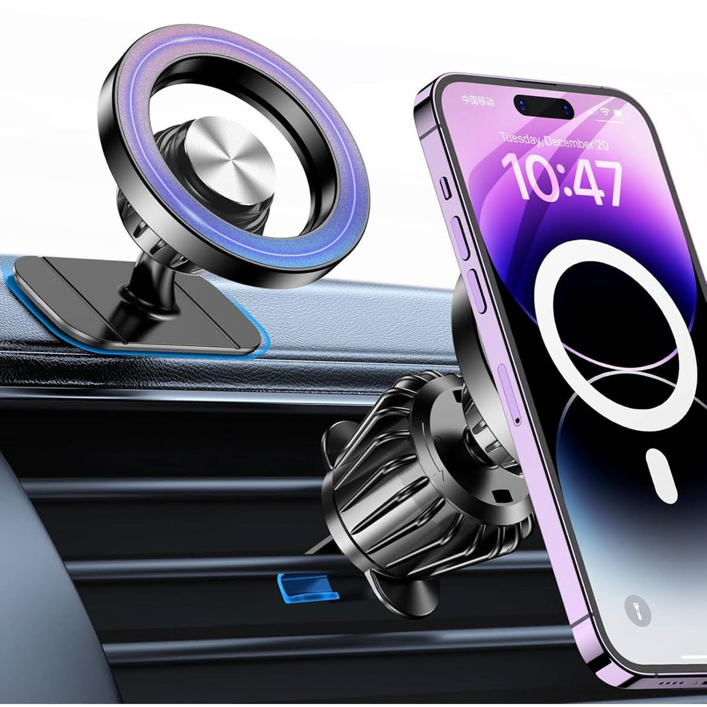 Magsafe Autohalterung, 20 starke Magneten, 360° drehbar, kompatibel mit iPhone 16 Pro Max, 15, 14, 13, 12 Plus.