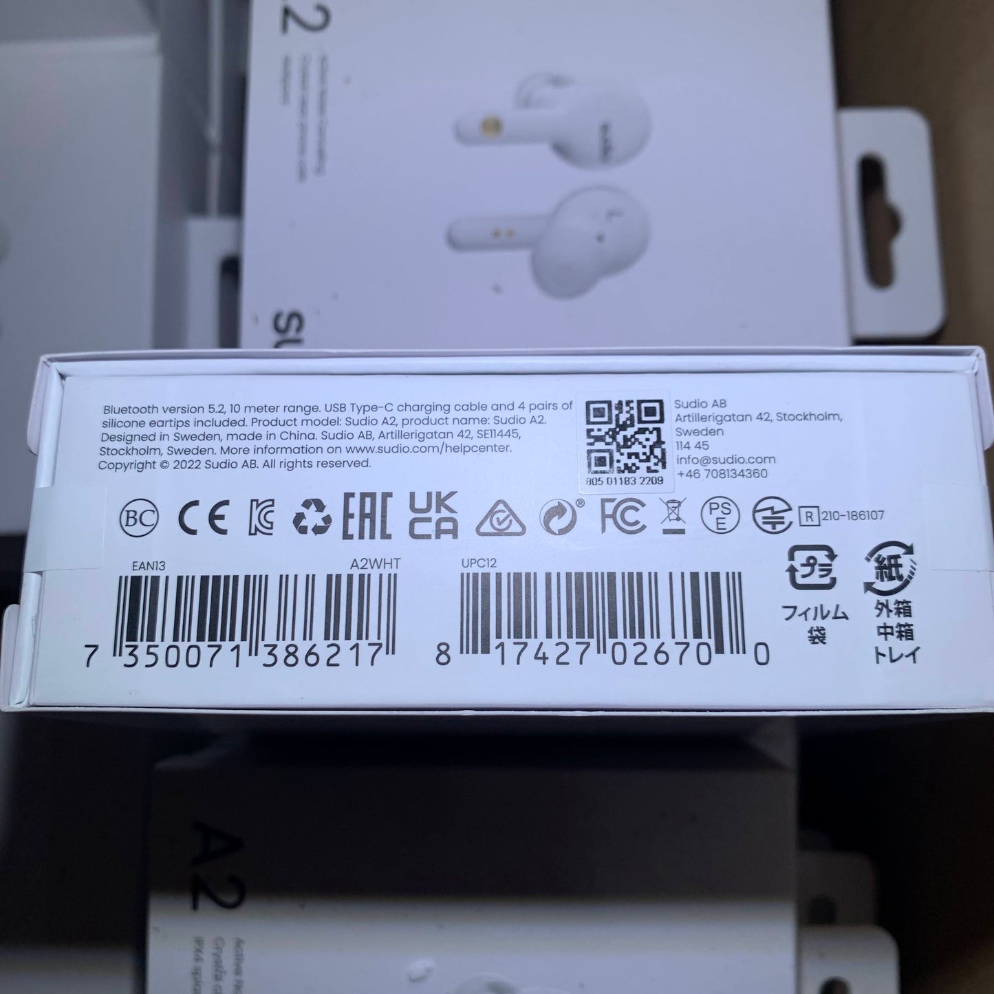 Sudio A2 Kabellose Bluetooth-Ohrhörer ANC Mikrofon wasserabweisend 30h Akku WEIß