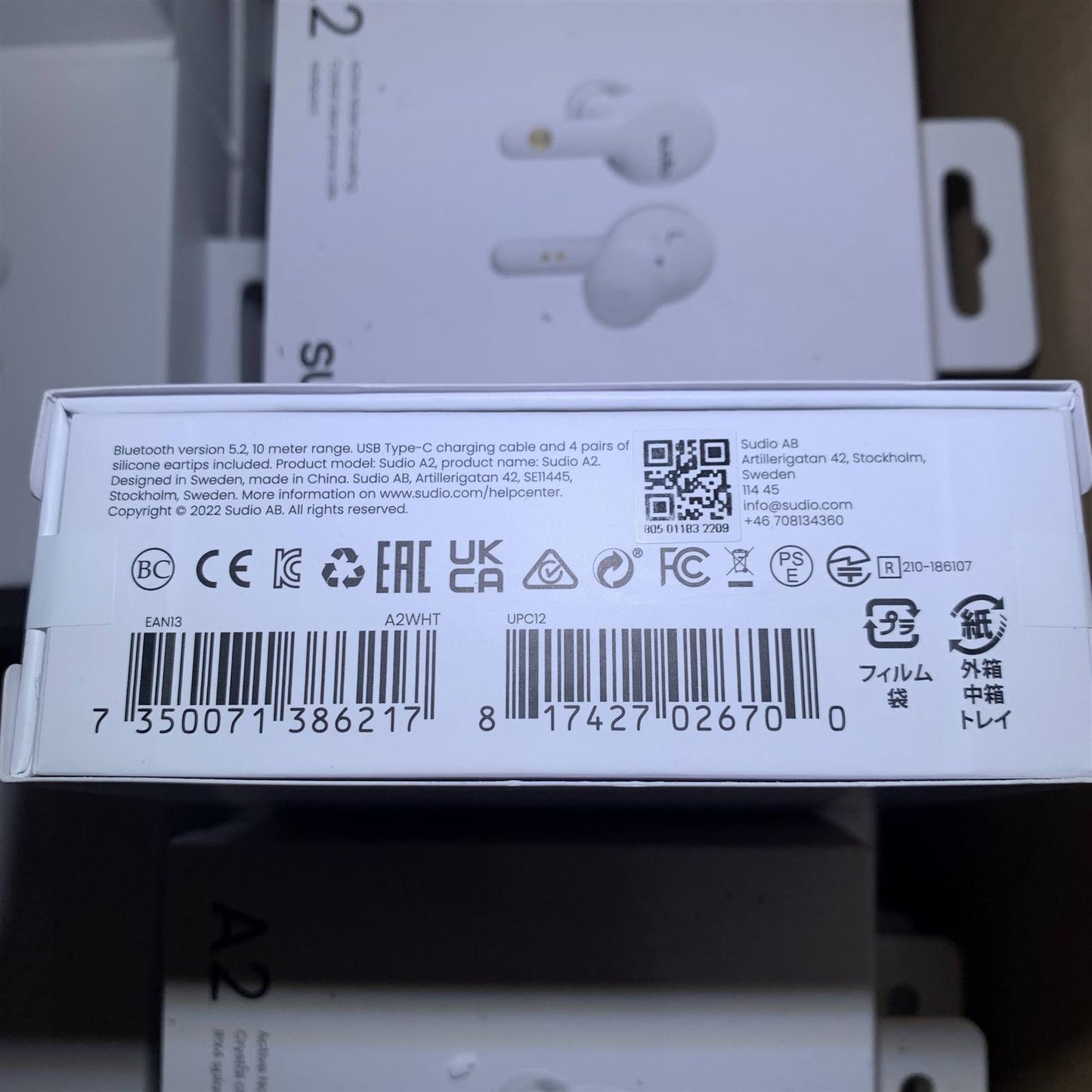 Sudio A2 Wireless Bluetooth Earbuds ANC Microphone Water-resistant 30h Battery WHITE