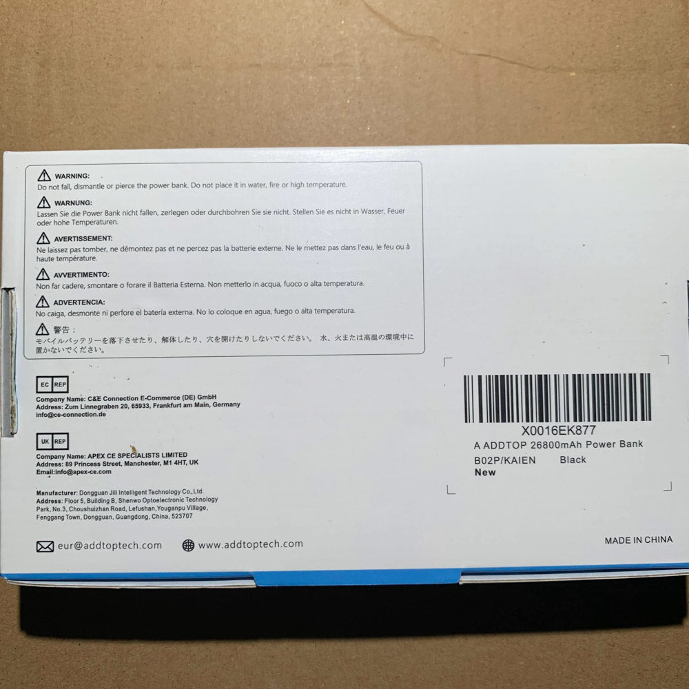 ADDTOP Externer Akku 26800 mAh Power Bank 22,5 W USB C PD Tragbares Ladegerät mit LCD-Bildschirm 4 Ausgängen Schnellladung für Smartphones Tablets und mehr