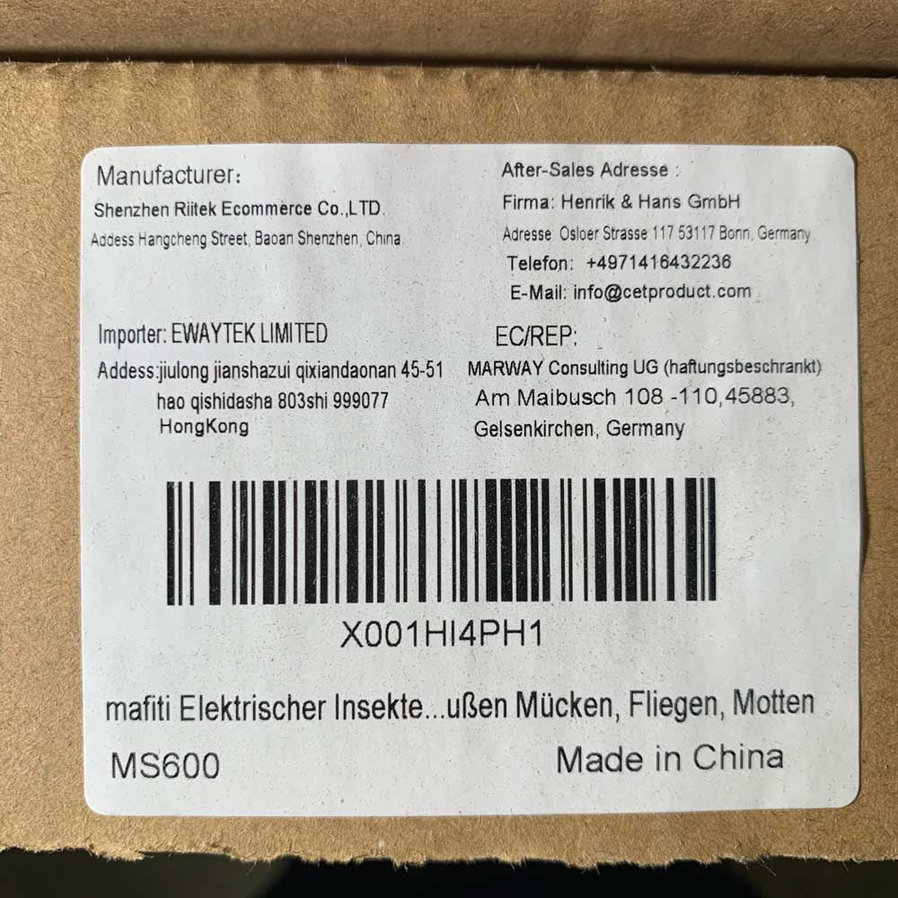 mafiti Elektrischer Insektenvernichter 20W Moskito Killer Fliegenfalle mit UV-Licht für Küche Haus Hof Grau