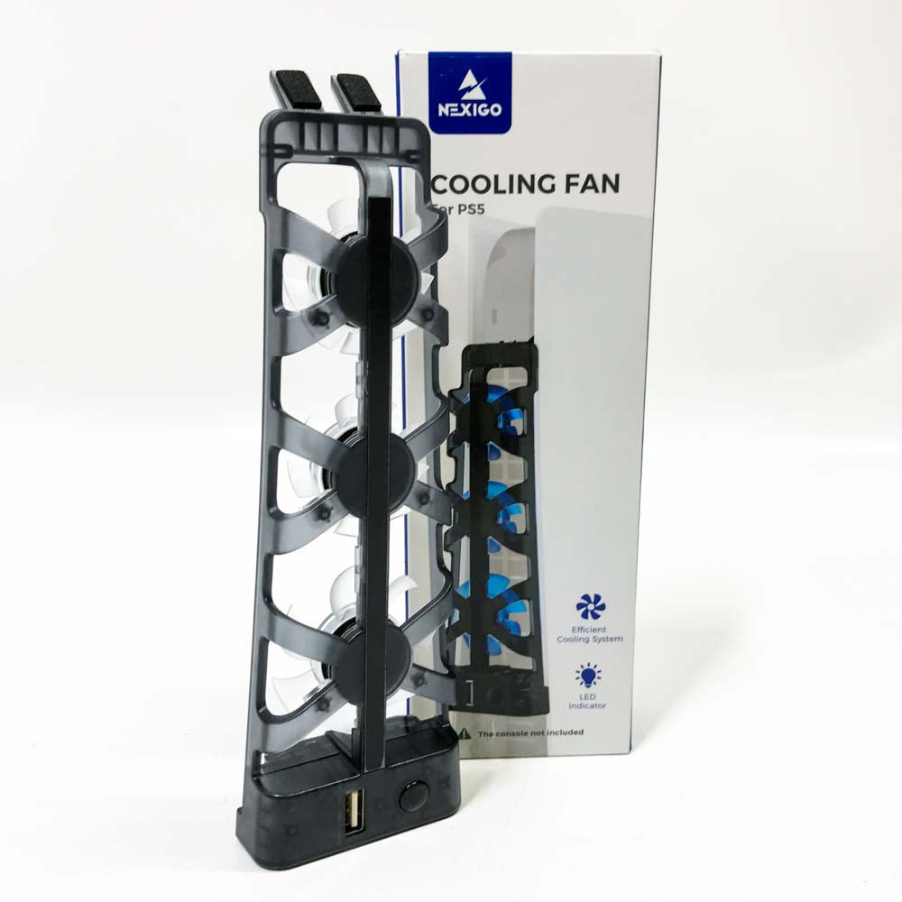 NexiGo PS5-Lüfter NGP5-FAN-LED für Discs und digitale Editionen (nicht Slim Version) effizientes Kühlsystem zusätzlicher USB-Anschluss