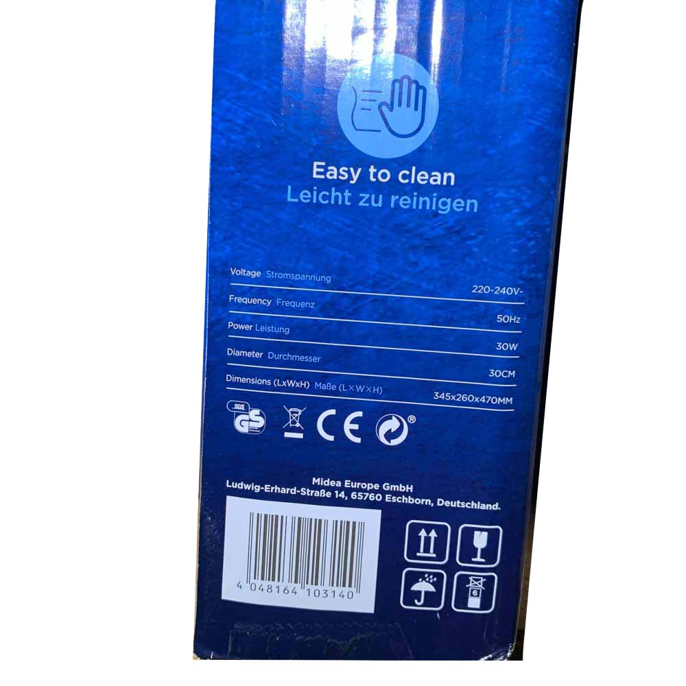Midea FT30-16J fan 220-240V 30W 50Hz energy efficient quiet compact