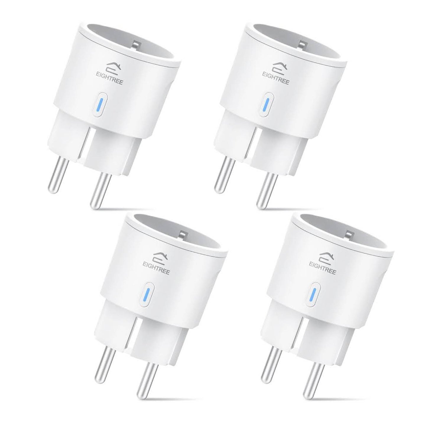 EIGHTREE ET20 Smart WLAN Steckdose, 4er Pack, mit Strommessung, Sprachsteuerung & Timer, kompatibel mit Alexa & Google Home.