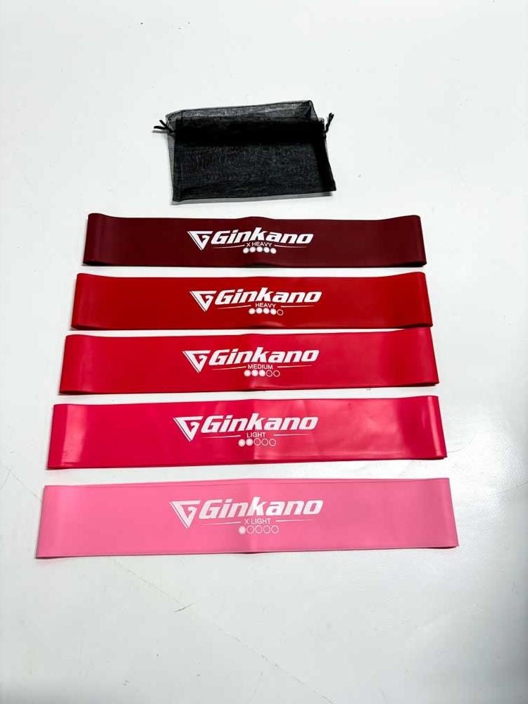 Haquno Widerstandsbänder 5er Set Fitnessband Theraband mit Tragebeutel aus Naturlatex für Muskelaufbau Pilates Yoga - Rot, strapazierfähig und elastisch
