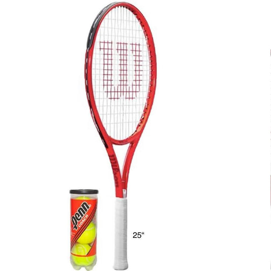 Wilson Federer Junior 25", Tennisschläger Set mit Schutzhülle & Tennisbällen, ideal für junge Spieler, leicht und handlich.