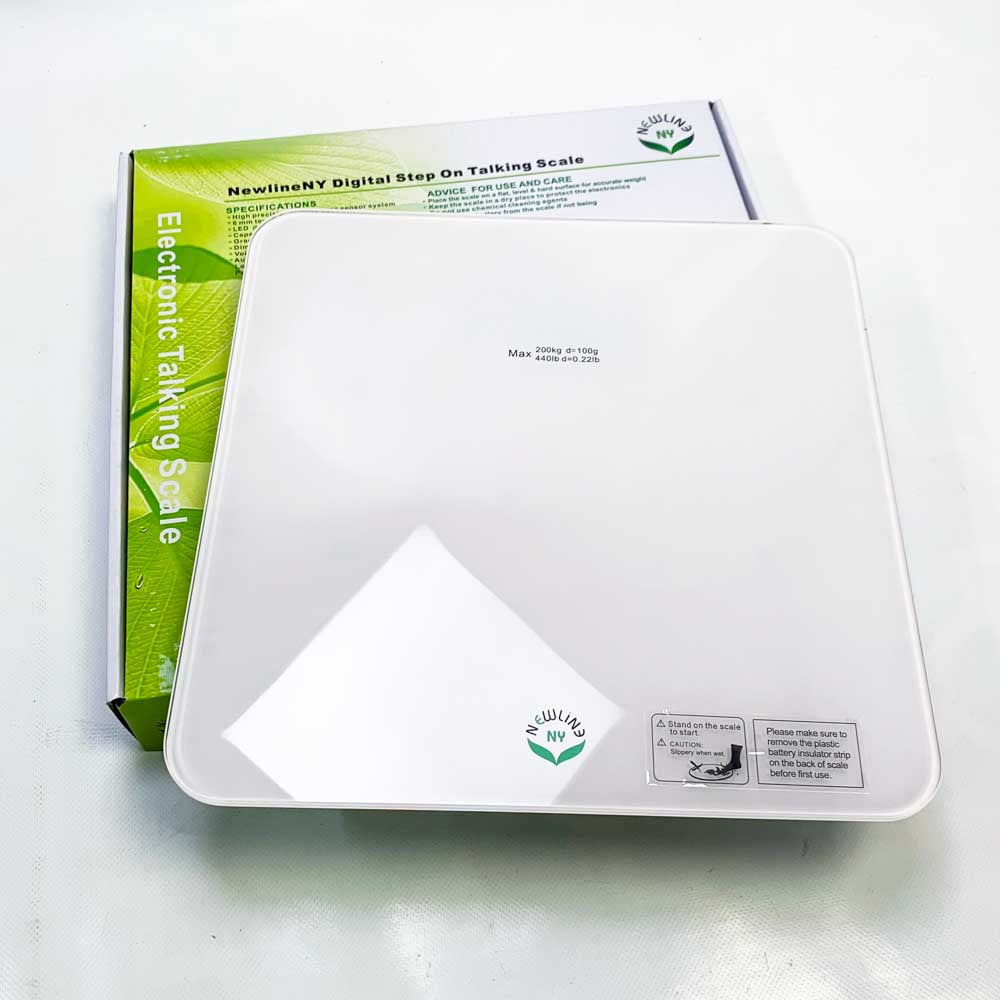 NewlineNY SCB-Tk202-WH Digitale Step-On-Sprechwaage mit LED Display und Batterie