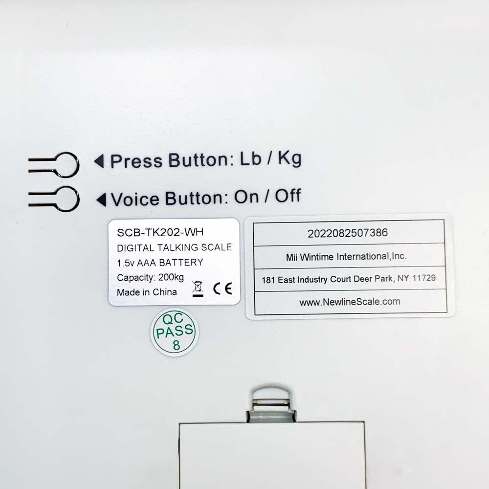 NewlineNY SCB-Tk202-WH Digitale Step-On-Sprechwaage mit LED Display und Batterie