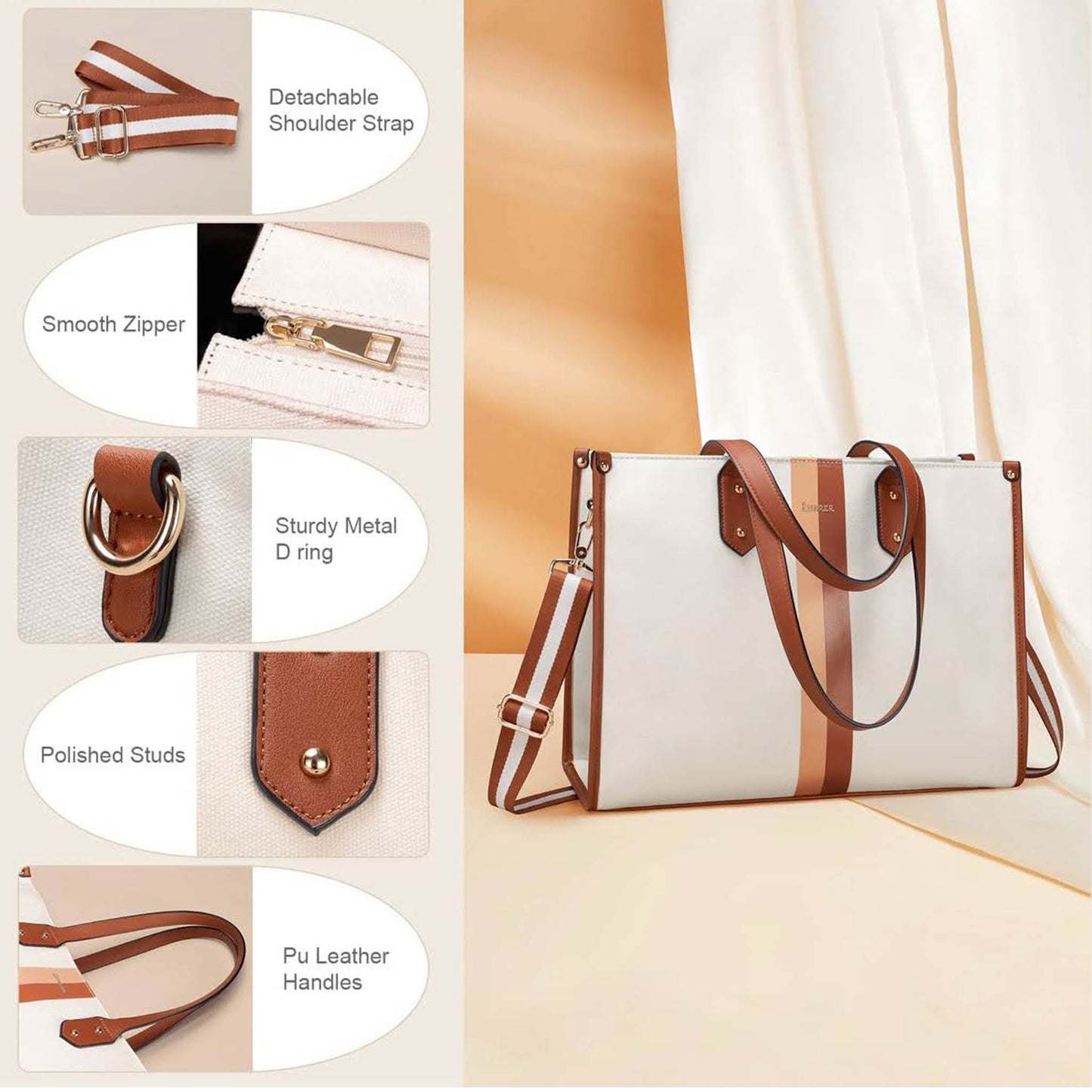 ESTARER Laptop Handtasche, 15.6 Zoll, Tote Bag, wasserabweisend, ideal für Arbeit, Business und College.