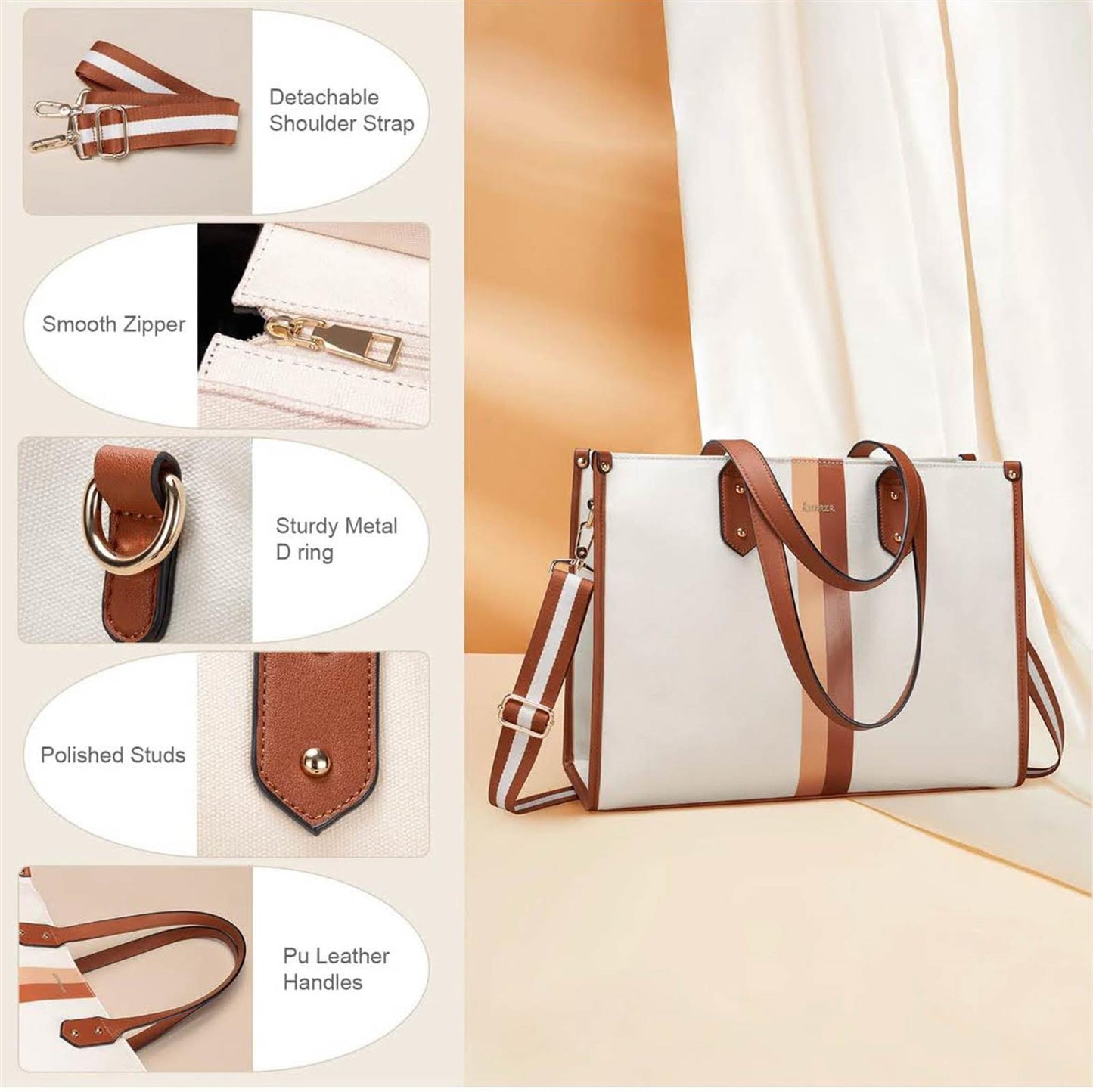 ESTARER Laptop Handtasche, 15.6 Zoll, Tote Bag, wasserabweisend, ideal für Arbeit, Business und College.