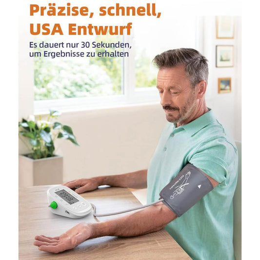 AILE Oberarm-Blutdruckmessgerät, automatisches Gerät für Heimgebrauch, große verstellbare Manschette (22-42 cm).