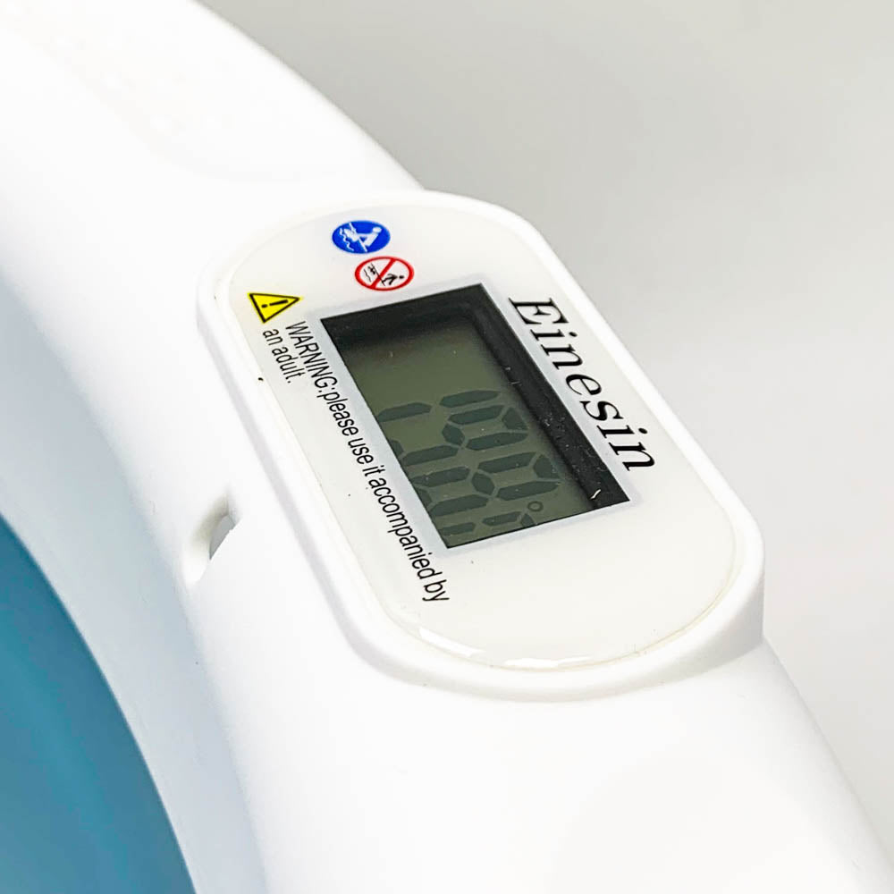 Große faltbare Babybadewanne 55 l mit Kissen Ball Spülschädel für Babys faltbare Badewanne für 0–6 Jahre blau mit Badesitz Thermometer