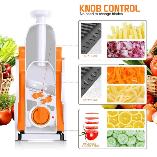 Masthoom Mandoline, Multifunktionales Küchengerät, verstellbare Dicke, sicherer vertikaler Schneider, ideal für Gemüse, orange