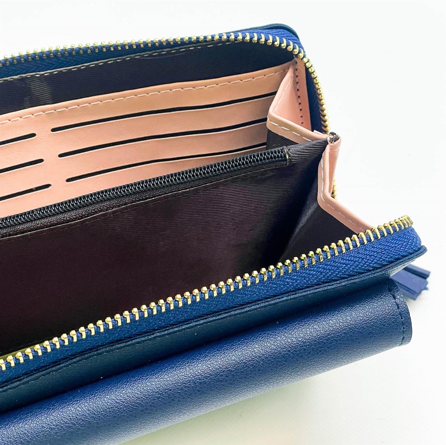 Yixuan Damen Umhängetasche, Handy Portemonnaie, mit Reißverschluss, Kartenfächern, verstellbarem Schultergurt, für große Handys - Blau