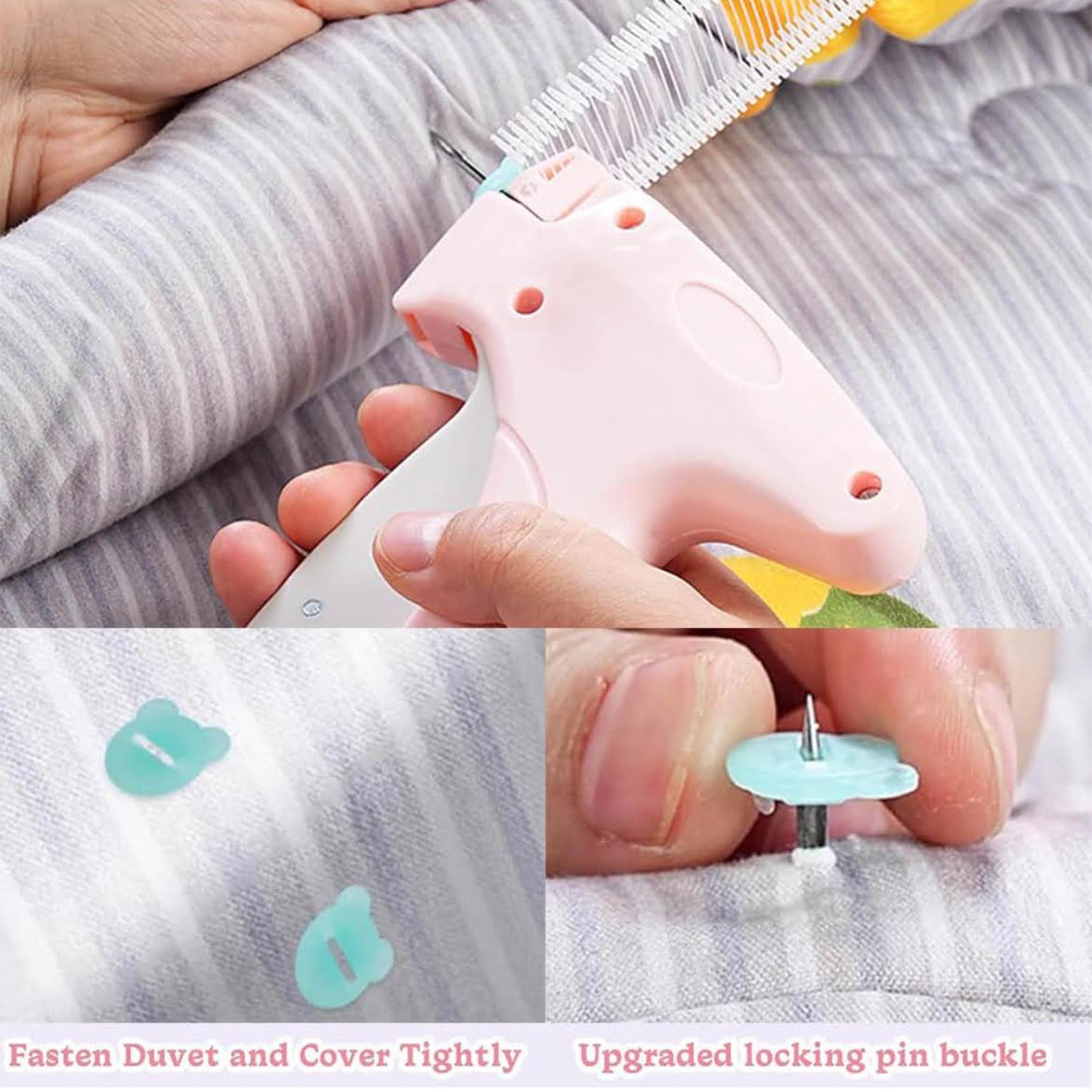 Schnellkleidungsfixer, Mini-Nähmaschine, Pistole für Kleidung, rosa, kompakt, ideal für schnelle Reparaturen und Anpassungen.