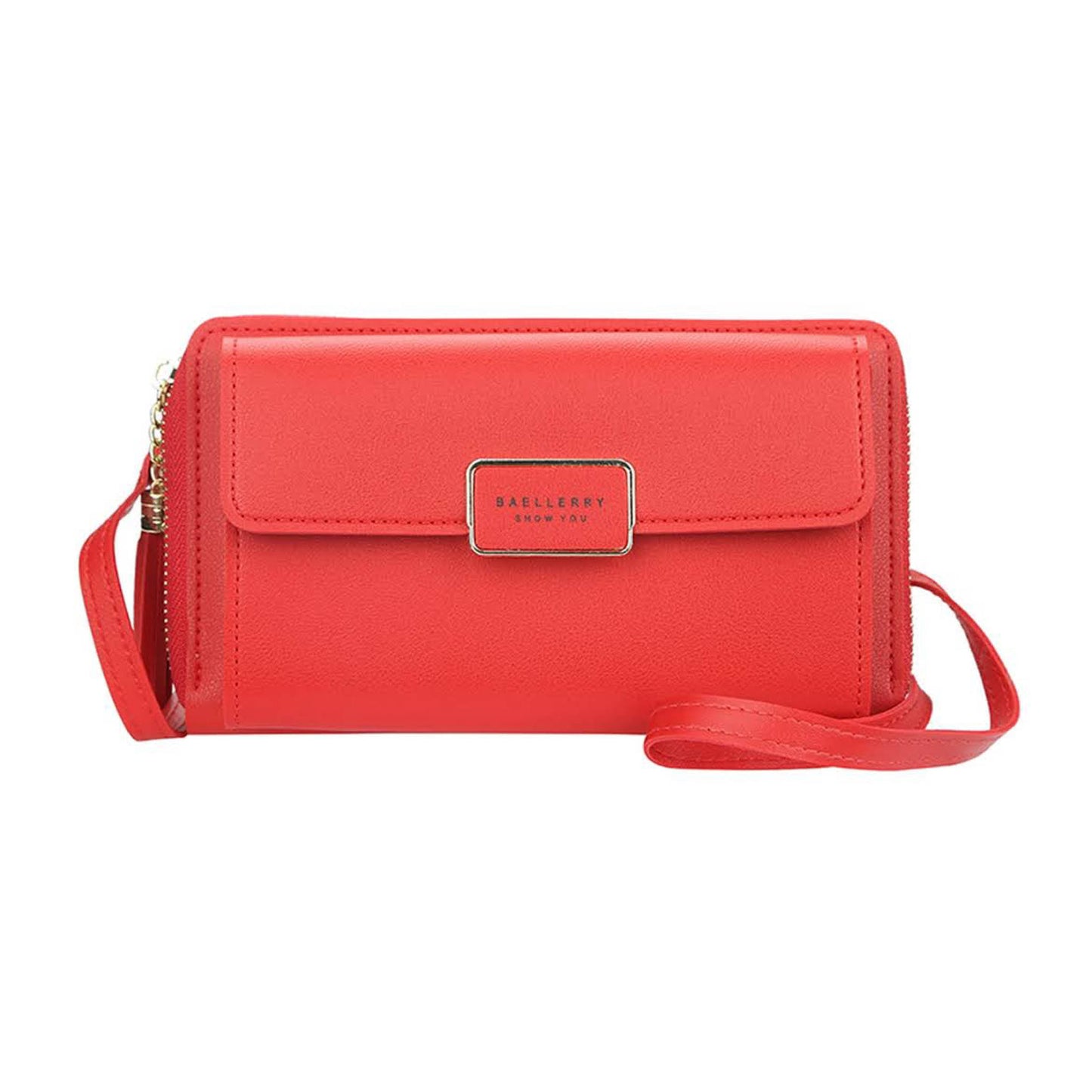 Yixuan Frauen Brieftasche, Brieftasche, stilvoll, kompakt, ideal für Telefonkuss, praktische Fächer.- Rot