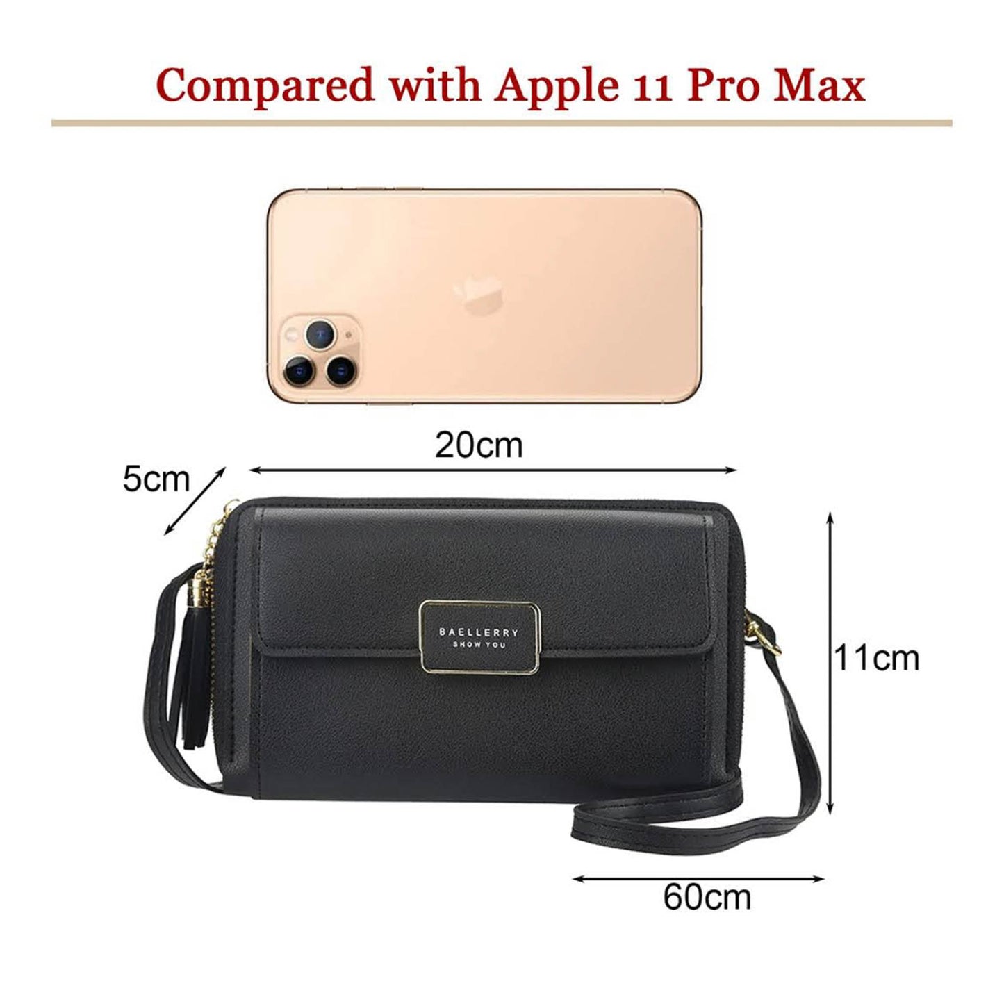Yixuan Frauen Brieftasche, Brieftasche, stilvoll, kompakt, ideal für Telefonkuss, praktische Fächer.- Rot