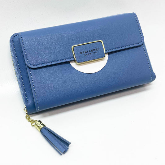 Yixuan Frauen Brieftasche, Schultertasche, Leder, große Kapazität, für Handy, kleine Beutel, mit Schultergurt - Hellblau