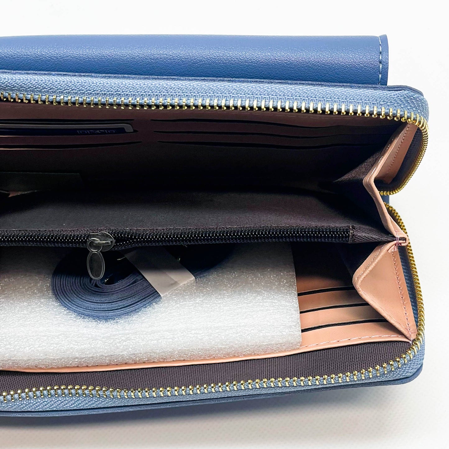 Yixuan Frauen Brieftasche, Schultertasche, Leder, große Kapazität, für Handy, kleine Beutel, mit Schultergurt - Hellblau