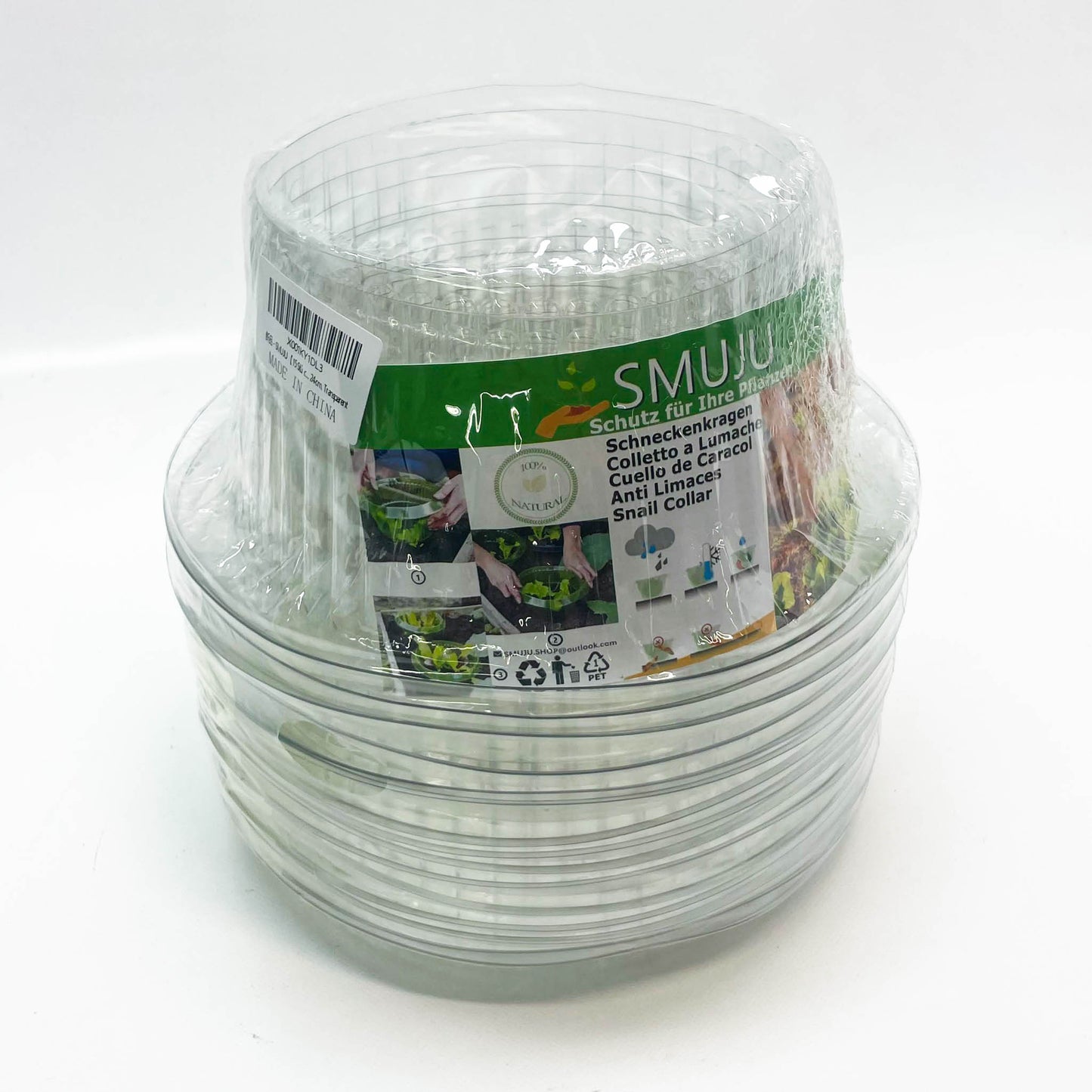 SMUJU Schneckenkragen, Ø 24 cm, Schneckenschutzringe, transparent, schützt Salat und Kohl vor Schnecken.