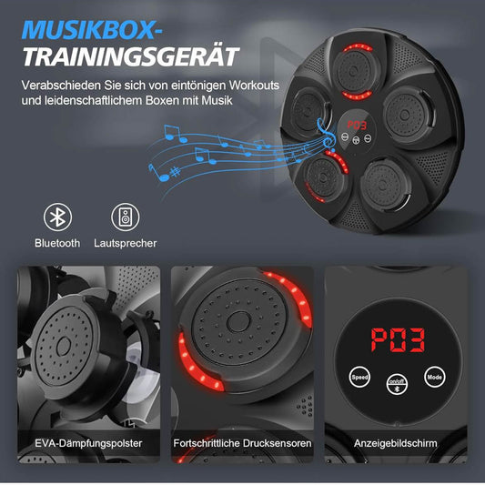 INMORVEN Music Boxing Machine, LED Musik-Boxmaschine, Bluetooth, 9 Geschwindigkeitsmodi, Zählmodus, für Erwachsene und Kinder, Indoor-Übung.