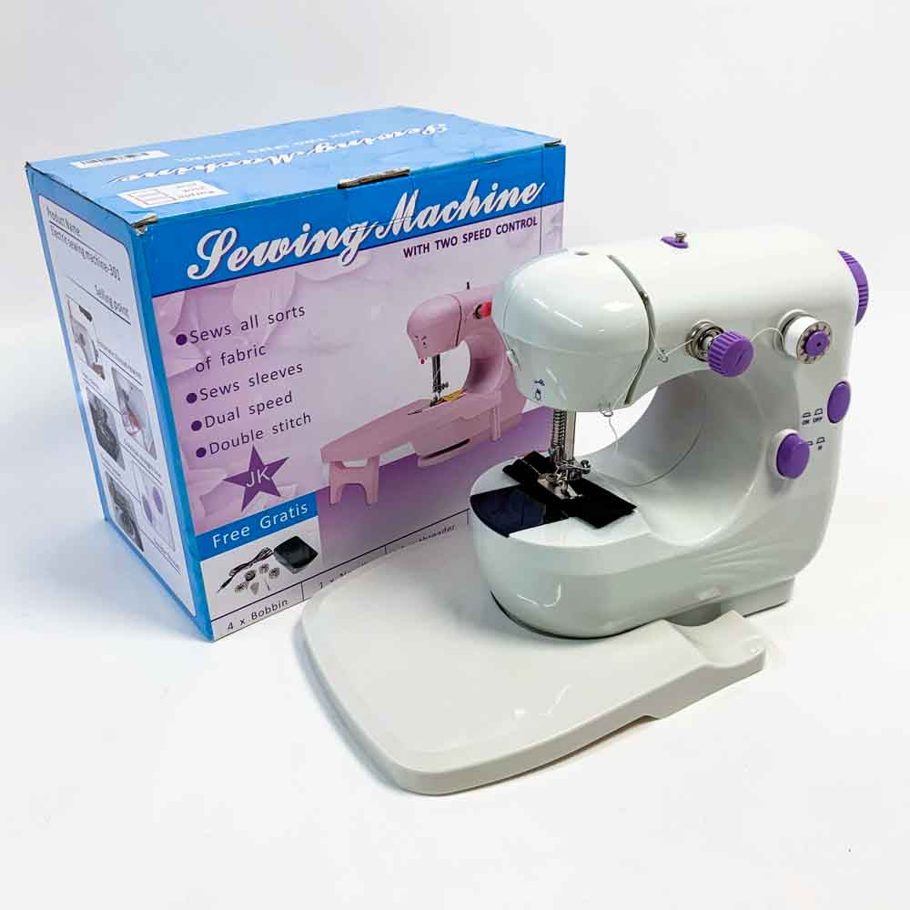 Ossky Sewing Machine with Extendable Table, Mini Sewing Machine and Sewing Kit for DIY, Rag Doll Curtain - Spanish Instructions, Compact and Versatile