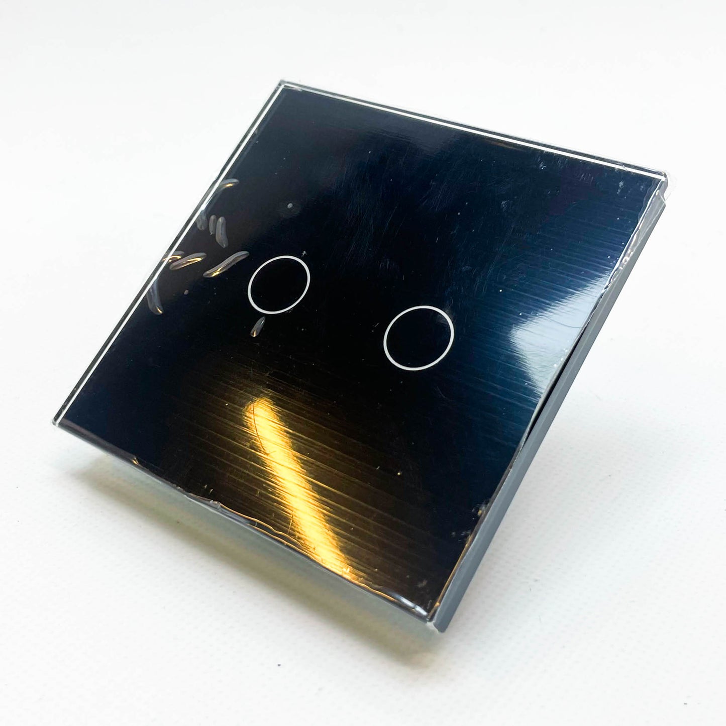 PANGTZEEN Smart WiFi Lichtschalter 2 Fach, 2.4GHz, Alexa & Google Home, Tuya App, Sprachsteuerung, gehärtetes Glas, Unterputz, Schwarz
