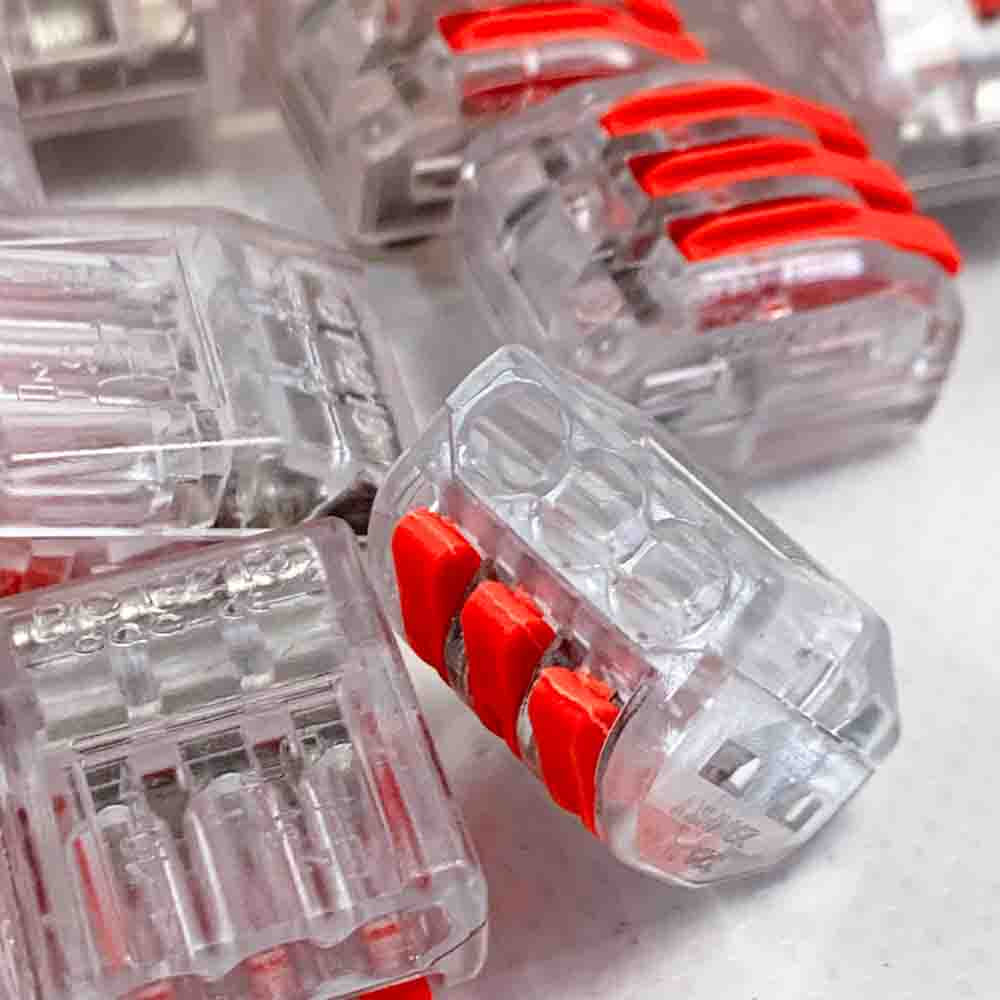 Connection terminal 3 ports cable connector transparent 250V 32A quick connection terminals lever terminal 0.08-4.0 mm² conductor terminal 30 pieces