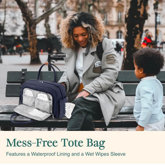 WELAVILA Wickeltasche, Unisex-Reise-Wickeltasche, stilvoll mit Wickelunterlage, isolierten Taschen, Babyblau