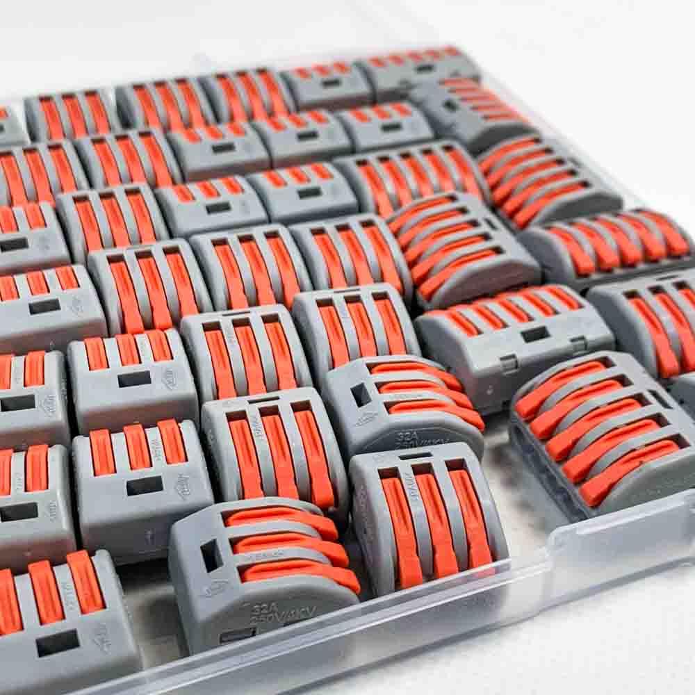 Cable connector set 80 pieces 2/3/5 ports cable terminals 250V 32A compact electrical connection blocks 4mm˛ conductor terminal with operating lever