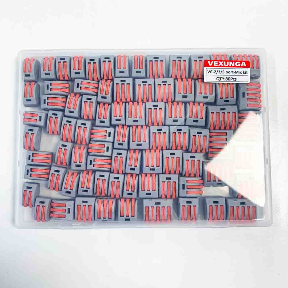 Cable connector set 80 pieces 2/3/5 ports cable terminals 250V 32A compact electrical connection blocks 4mm˛ conductor terminal with operating lever