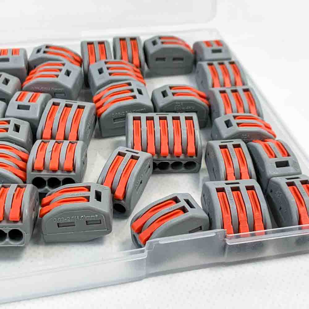 Kabelverbinder Set 2/3/5 Häfen Verbindungsklemme 250V 32A Kompakt Drahtverbinder 0,08-4mm² Leiter Klemme mit Betätigungshebel 40 Stück