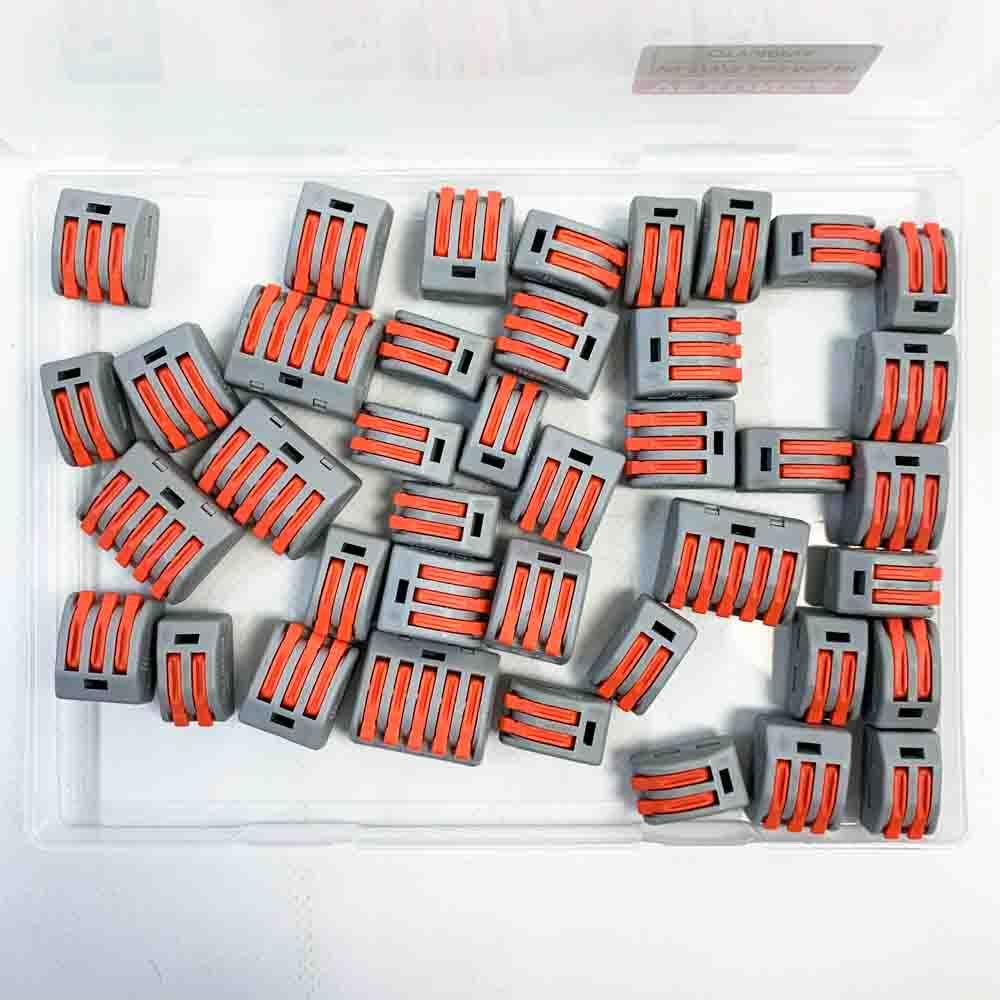 Kabelverbinder Set 2/3/5 Häfen Verbindungsklemme 250V 32A Kompakt Drahtverbinder 0,08-4mm² Leiter Klemme mit Betätigungshebel 40 Stück
