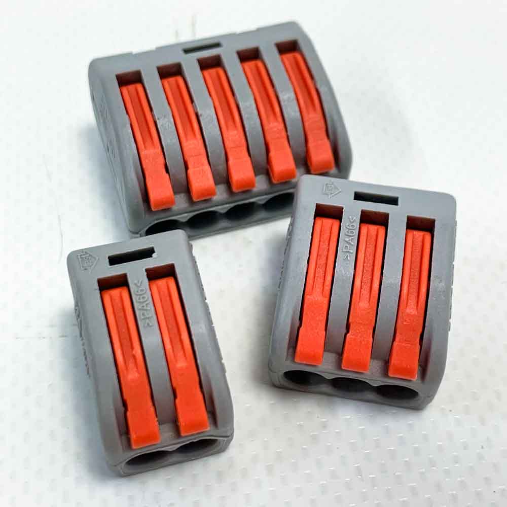 Kabelverbinder Set 2/3/5 Häfen Verbindungsklemme 250V 32A Kompakt Drahtverbinder 0,08-4mm² Leiter Klemme mit Betätigungshebel 40 Stück