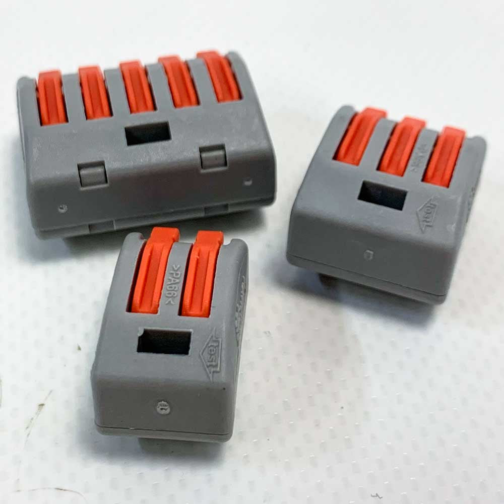 Kabelverbinder Set 2/3/5 Häfen Verbindungsklemme 250V 32A Kompakt Drahtverbinder 0,08-4mm² Leiter Klemme mit Betätigungshebel 40 Stück