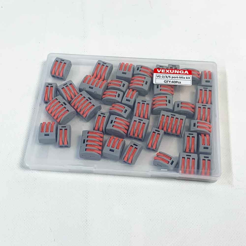 Kabelverbinder Set 2/3/5 Häfen Verbindungsklemme 250V 32A Kompakt Drahtverbinder 0,08-4mm² Leiter Klemme mit Betätigungshebel 40 Stück