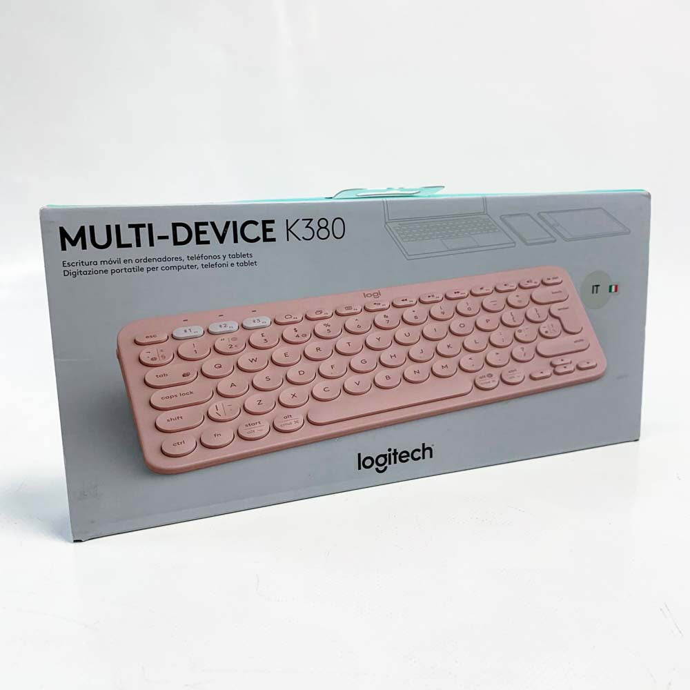 Logitech K380 Multi-Device Bluetooth Italian Keyboard for Mac Easy switching between up to 3 devices Scissor keys macOS iOS iPadOS Pink