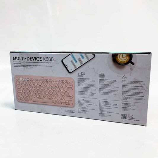 Logitech K380 Multi-Device Bluetooth Italienische Tastatur für Mac Einfaches Umschalten zwischen bis zu 3 Geräten Scissor-Tasten macOS iOS iPadOS Rosa