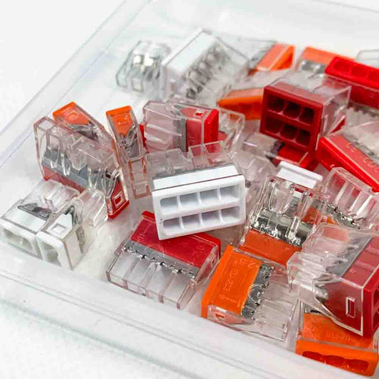 Klemmen Set Sortiment 65 Stück Steckklemmen Verbindungsklemme Strom Verbinder Klemme Schnell Anschlussklemmen 20x 2Leiter 20x 3Leiter 10x 4Leiter 5x 5Leiter 5x 6Leiter 5x 8Leiter Geeignet für DIY