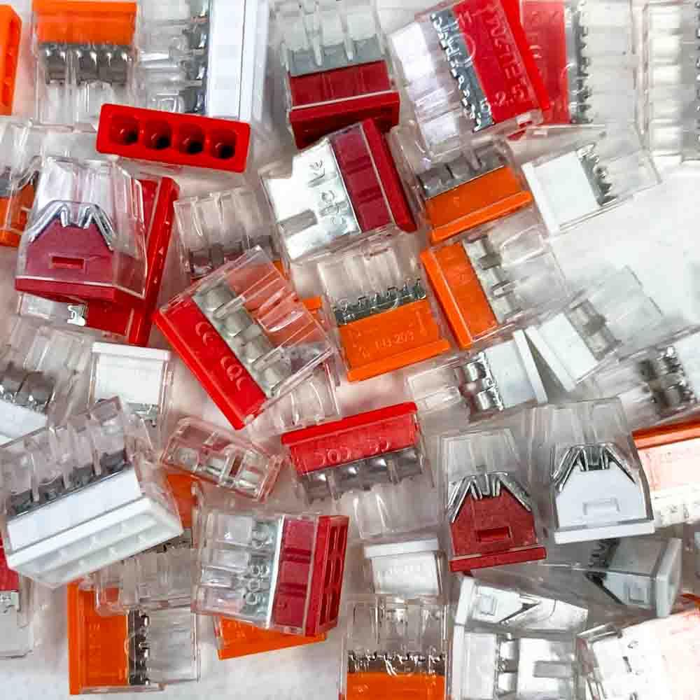 Terminal set assortment 65 pieces plug-in terminals connection terminal power connector terminal quick connection terminals 20x 2-wire 20x 3-wire 10x 4-wire 5x 5-wire 5x 6-wire 5x 8-wire Suitable for DIY