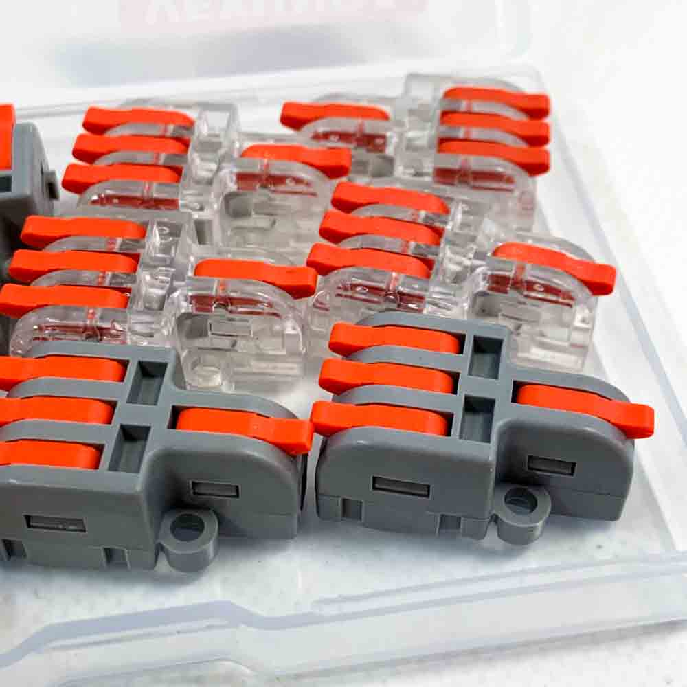 Cable connector connecting terminal 250V 32A compact quick connector with lever 4mm² conductor terminal 1 in 3 out for DIY (10 pieces)