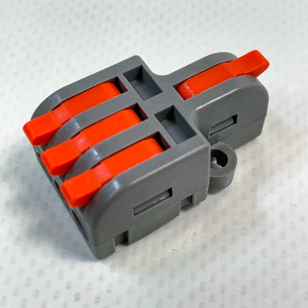 Cable connector connecting terminal 250V 32A compact quick connector with lever 4mm² conductor terminal 1 in 3 out for DIY (10 pieces)