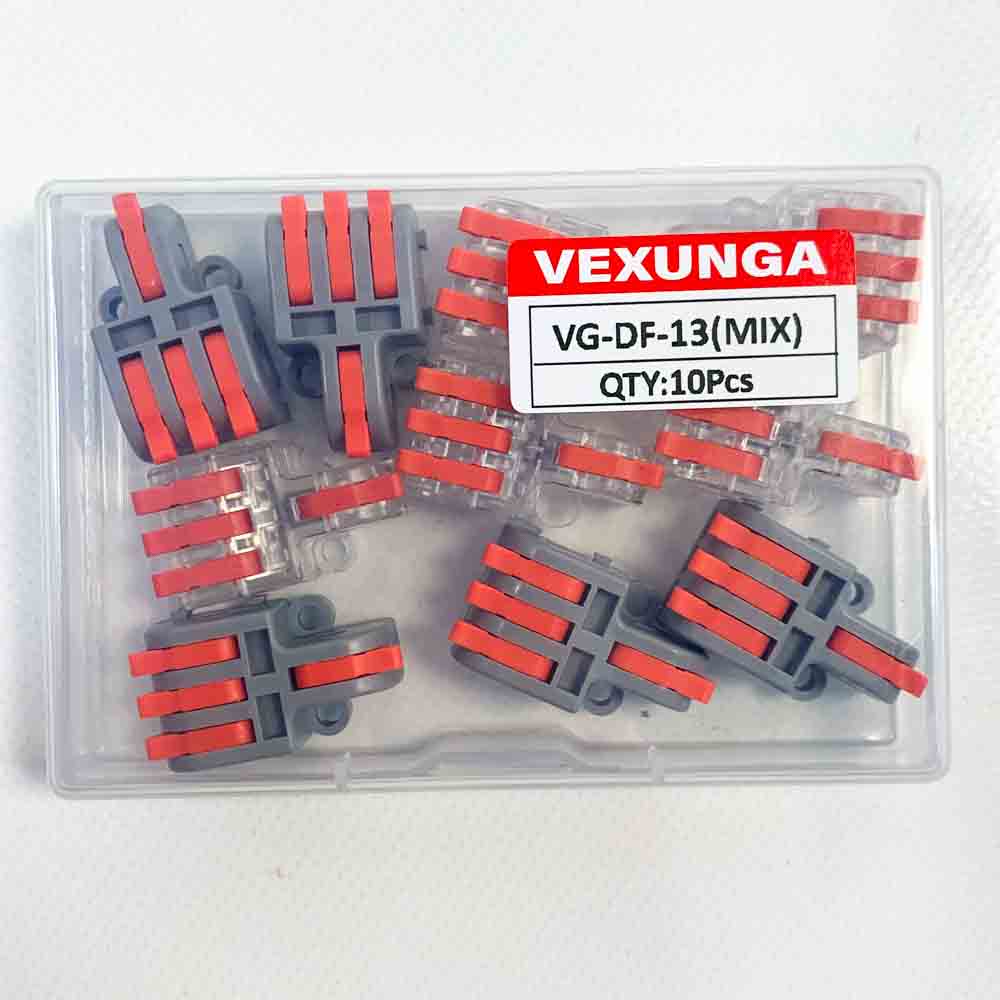 Cable connector connecting terminal 250V 32A compact quick connector with lever 4mm² conductor terminal 1 in 3 out for DIY (10 pieces)