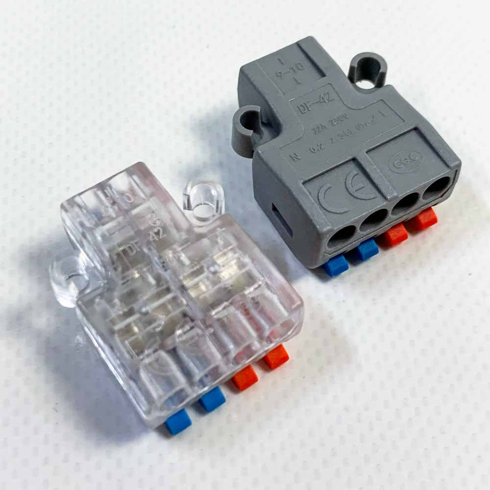 Verbindungsklemme Steckklemmen Kabelverbinder 250V 32A Kompakt 4mm² Leiter Elektrische Anschlussblöcke 2 In 4 Out für DIY 10 Stück
