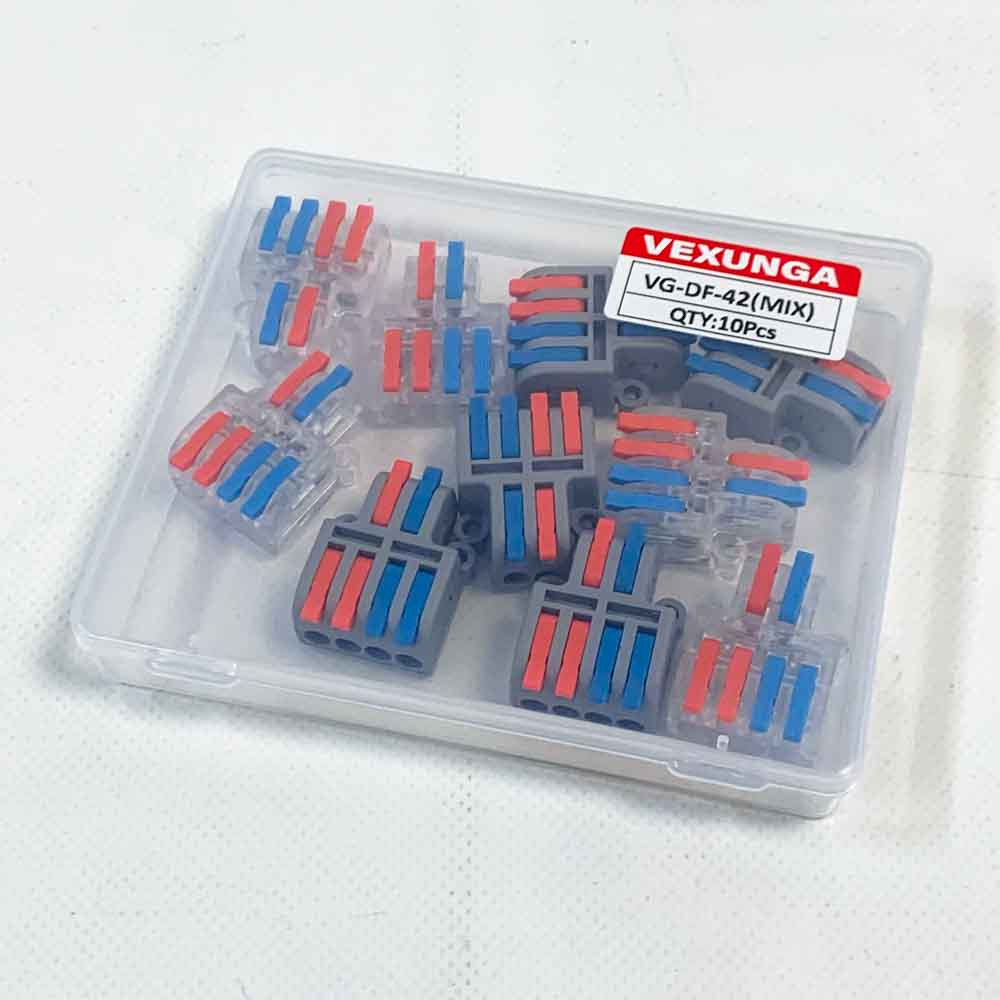 Verbindungsklemme Steckklemmen Kabelverbinder 250V 32A Kompakt 4mm² Leiter Elektrische Anschlussblöcke 2 In 4 Out für DIY 10 Stück