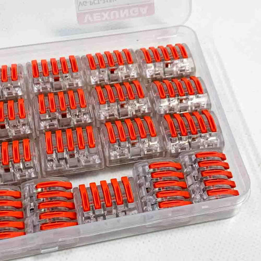 Kabelverbinder 5 Häfen Transparente Verbindungsklemme 250V 32A Schnell Anschlussklemmen 0,08-4mm² 5 Leiter Klemme mit Hebel 25 Stück