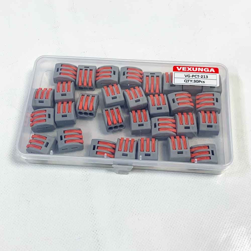 Connection terminal 3 ports cable connector 250V 32A compact quick connection terminals lever terminal 0.08-4.0 mm² conductor clamp 30 pieces