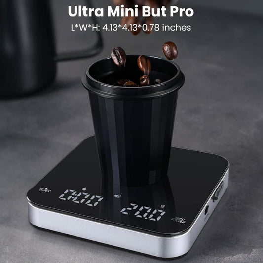 Maestri House Mini-Kaffeewaage, 2kg/0,1g, digitale Küchenwaage, wiederaufladbar, Timer, ideal für Espresso & Pour-Over.