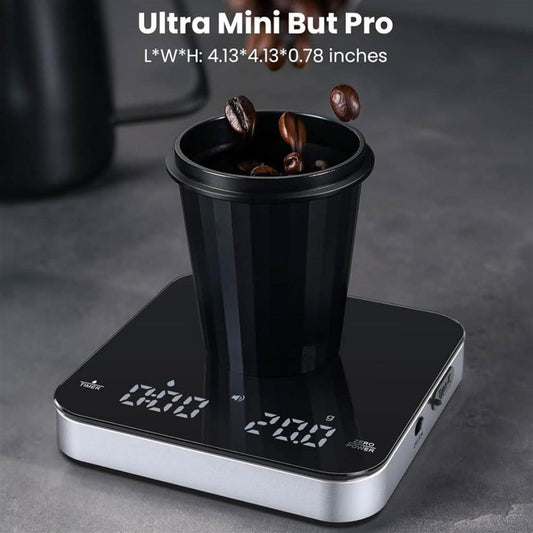 Maestri House Mini-Kaffeewaage, 2kg/0,1g, digitale Küchenwaage, wiederaufladbar, Timer, ideal für Espresso & Pour-Over.